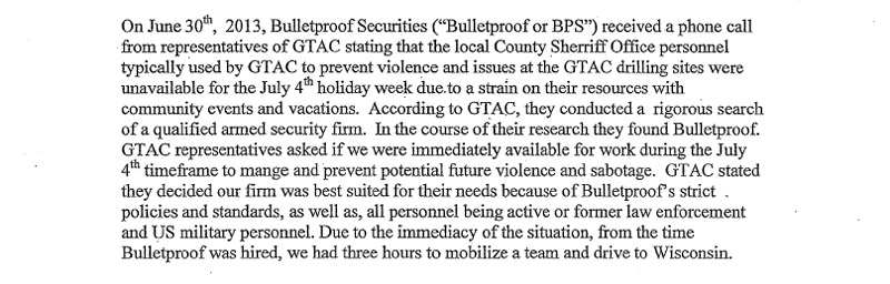 Excerpt from Bulletproof Securites letter