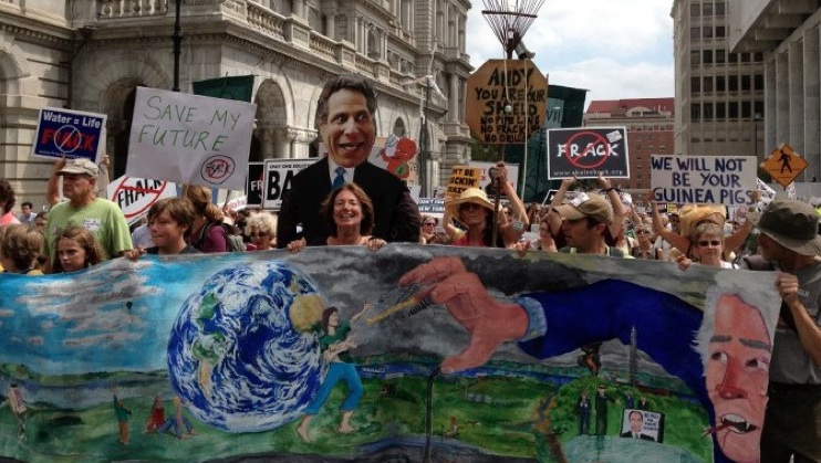 New Yorkers protest fracking at a rally in August