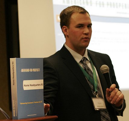 John Connors of Americans for Prosperity with Home Headquarters Kit