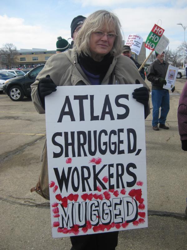 Americans for Prosperity protester in Madison, WI