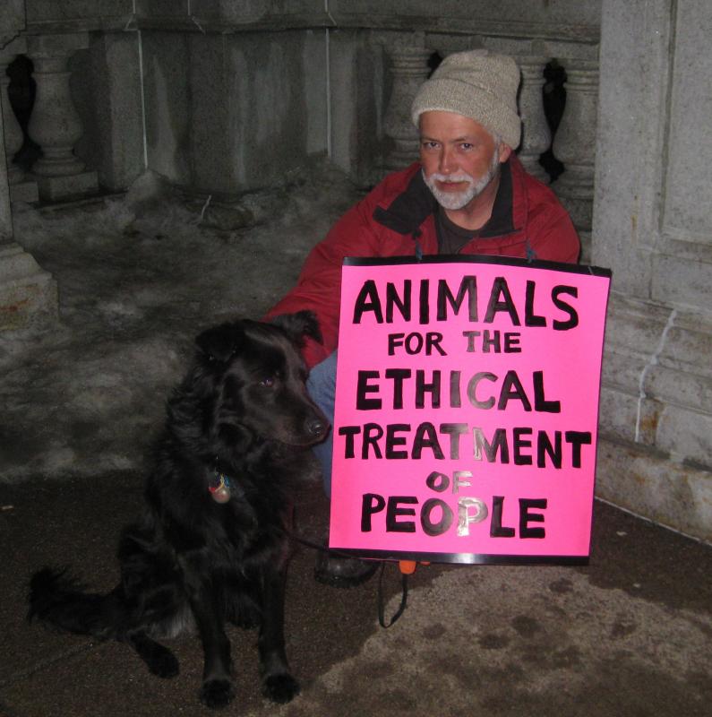 Animals for the Ethical Treatment of People protest sign