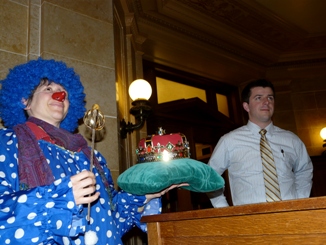 Presenting Governor Scott Walker with his crown and scepter on April Fools' Day 2011