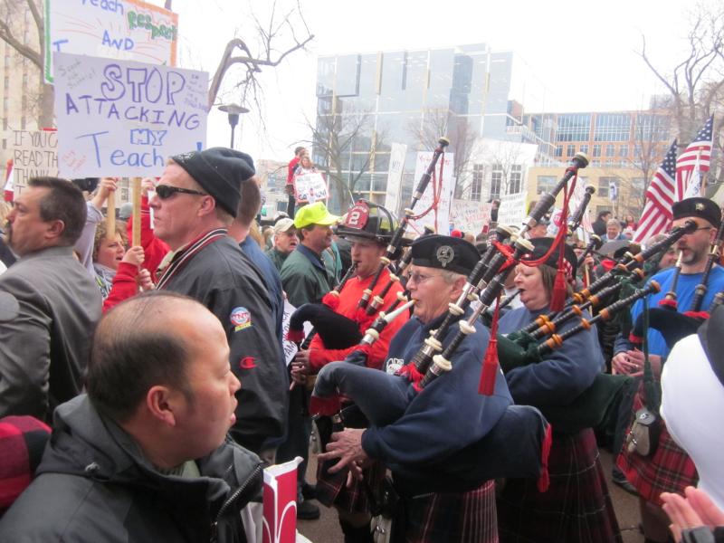 Firefighters from across the state show their colors and their bagpipes!