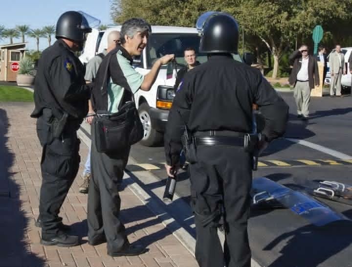 Arizona Republic reporter, Bob Ortega, almost arrested outside ALEC conference