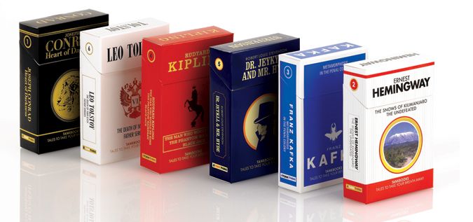 Cigarette pack-shaped books. (Photo from TankBooks.com)