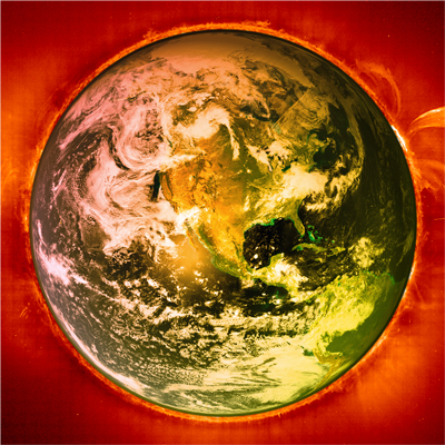 Picture of Earth superimposed on Sun