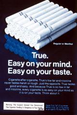 1974 ad for "True" brand low-tar cigarettes