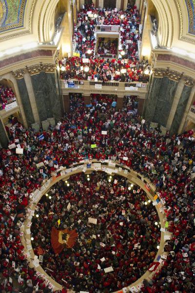 Capitol rotunda packed to capacity. Photo courtesy Milwaukee Journal Sentinel.