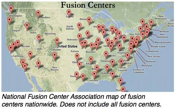 Map of fusion centers