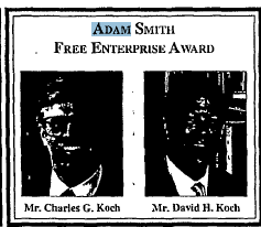 Charles and David Koch get Adam Smith Free Enterprise Award