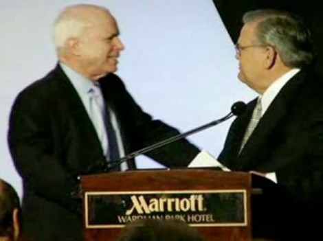 Pastor John Hagee endorses John McCain for President in March 2008.