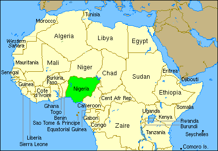 Nigeria is located on Africa's West Coast