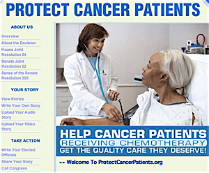 This screenshot from the "Protect Cancer Patients" website shows what it looked like before "The Cancer Letter" exposed its solicitation and publication of patient testimonials without proper scientific evidence to support them. The company has subsequently removed the testimonials.