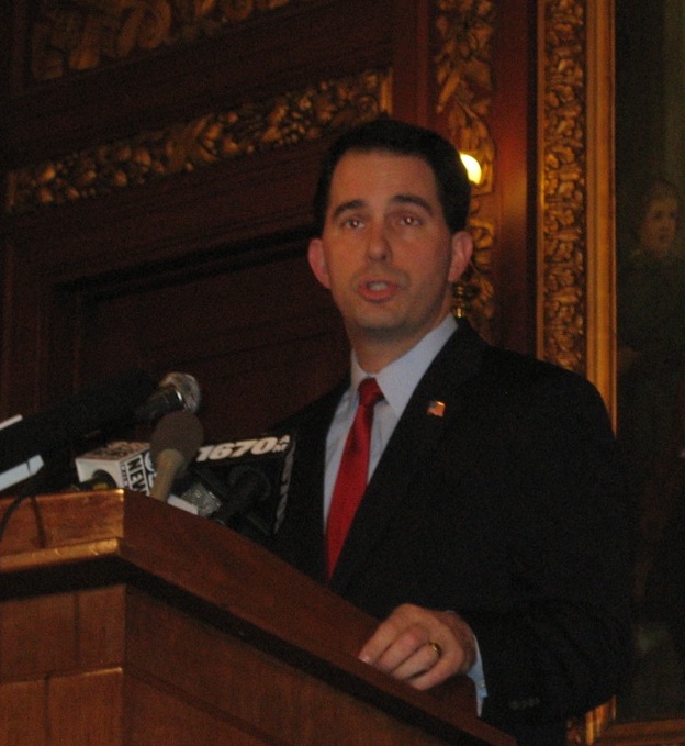 Scott Walker at press conference, February 21, 2011