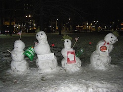 Snowmen protesters