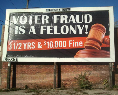 Voter Fraud Is A Felony billboard in Milwaukee